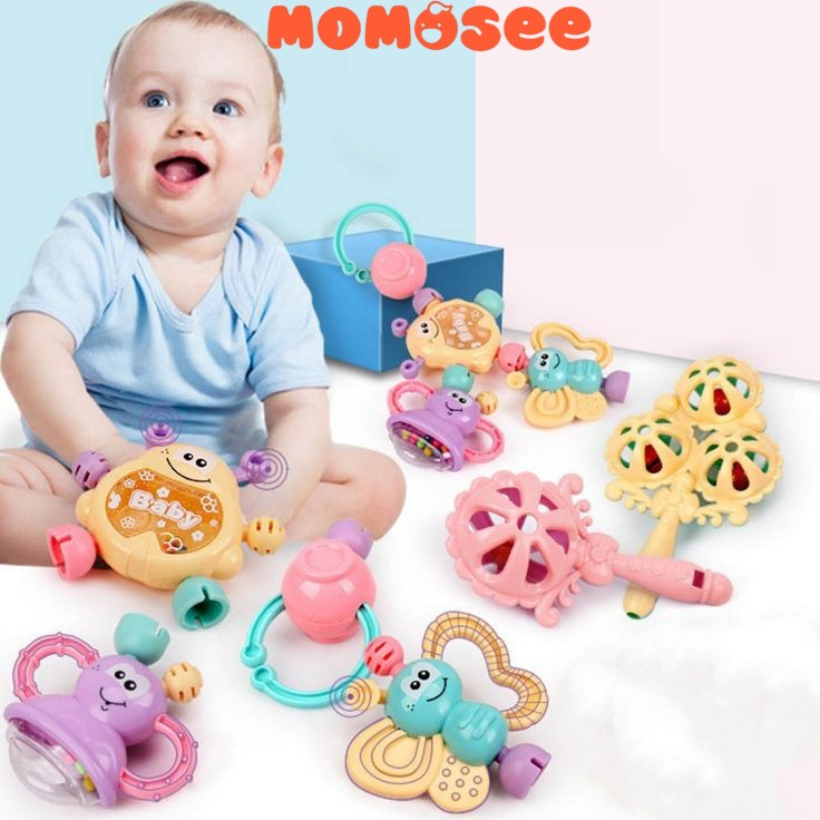 Baby Teether Rattle Teething Kit Mainan Gigitan Bayi Gigitan Bayi Teether Mainan Bayi b