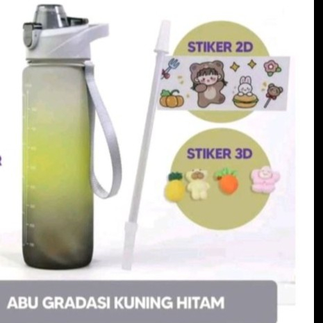 botol minum 1 liter rainbow 1L gradasi motivasi ombre sticker 2D 3D