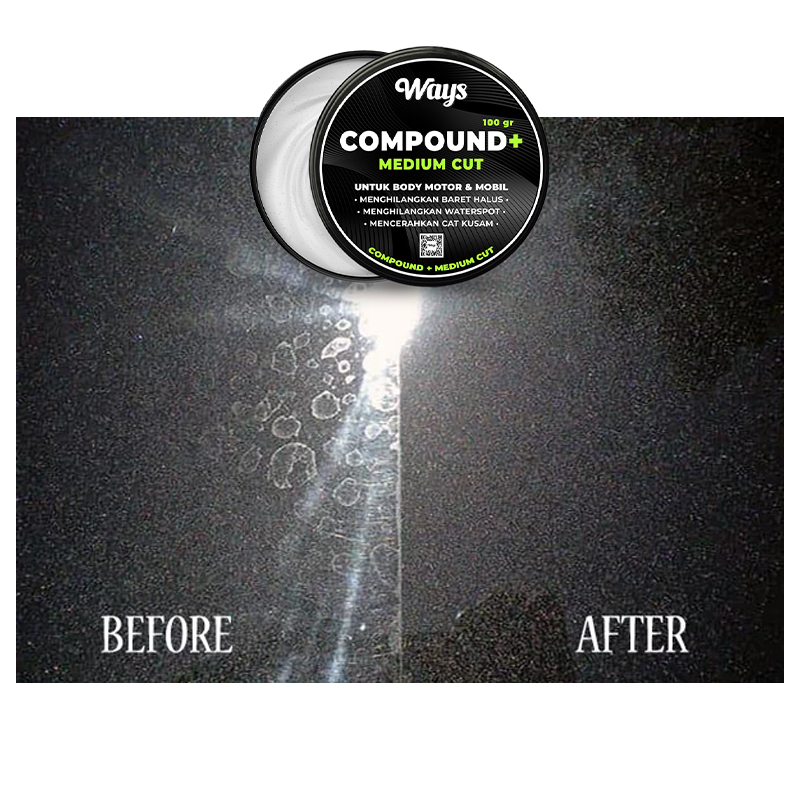 A047 | WAYS Premium Compound Plus + FREE SPONGE APPLICATOR / Kompon Poles Penghilang Baret Lecet Body Kendaraan Mobil Motor Helm