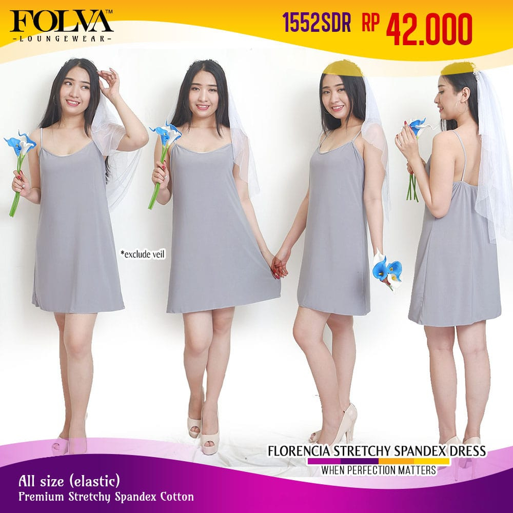 FOLVA Tanktop Dress Baju Tidur Wanita Spandex melar