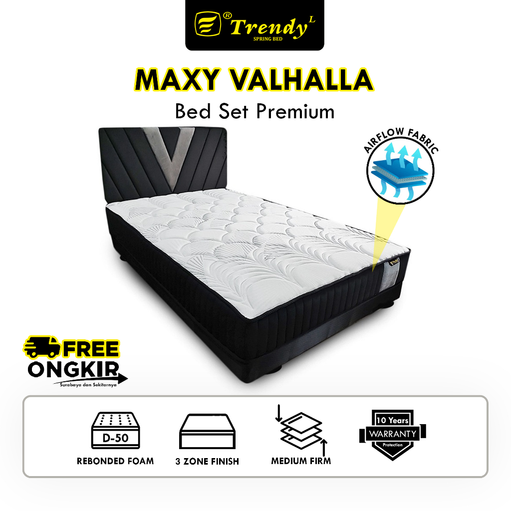 Trendy Maxy Valhalla - Kasur Busa Bed Set (Rebonded Foam Density 50) Kasur - Dipan - Sandaran