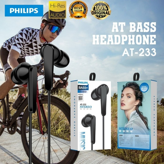 HEADSET HANDSFREE PHILIPS AT-232 AT-233 EARPHONE AT BASS AT232 AT233