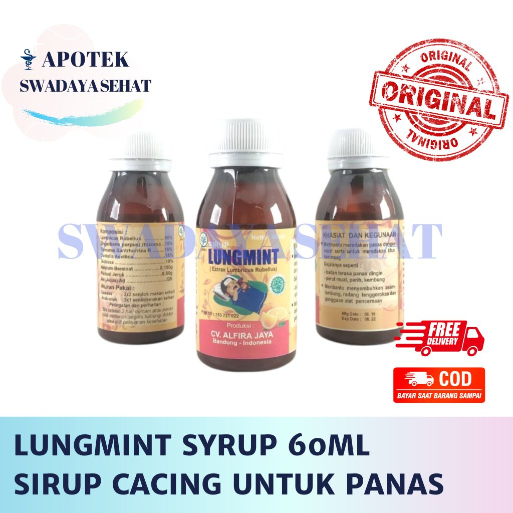 SIRUP LUNGMINT 60ML EXTRACT LUMBRICUS RUBELLUS CACING SIRUP TIFUS MAAG TILUNG CACING CAIR