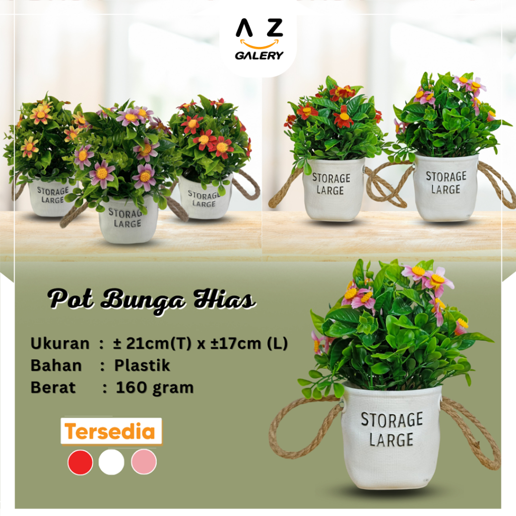 Tanaman Hias Bunga Plastik Pot Bunga Bonsai Palsu Pajangan Ornamen Dekorasi Rumah Cantik Artificial Flower Azgalery PBP165