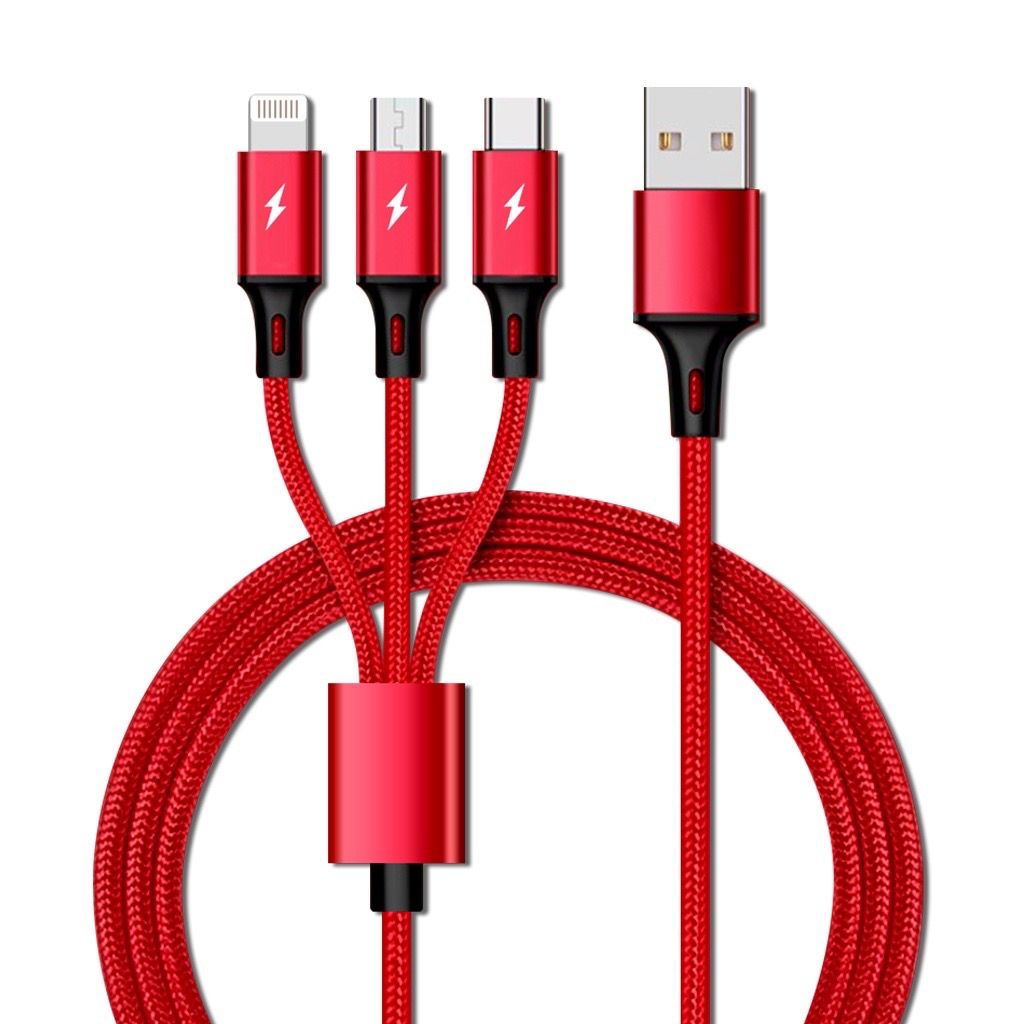 VIBOX 6A Kabel Data usb 3in1 Primary Colors Micro+Lightning+Type-C 1.2M 120CM Fast Charging 120w by.sultan
