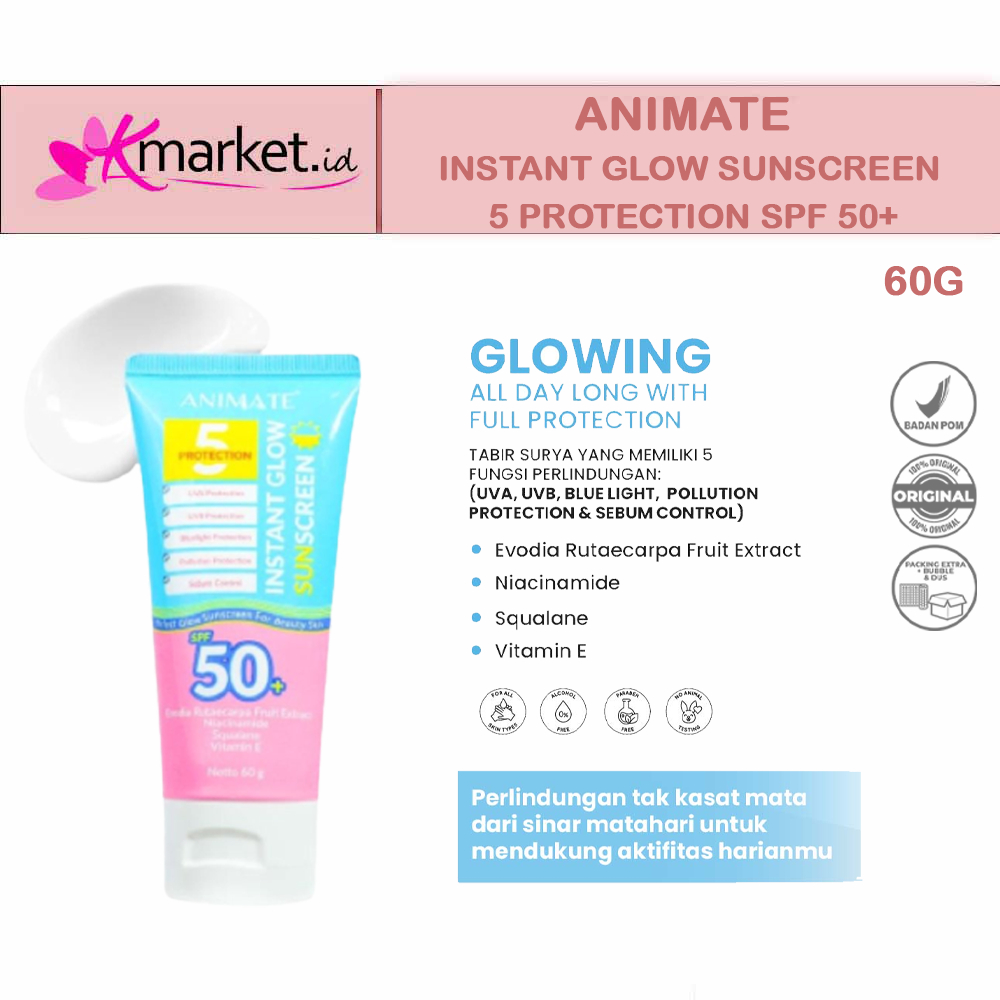 Animate Instant Glow Sunscreen 5 Protection SPF 50+ 60gr