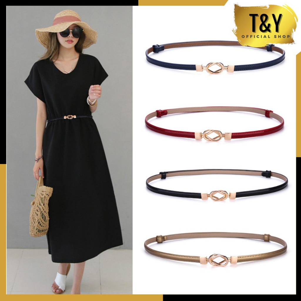 T&amp;Y Ikat Pinggang Adjustable Gamis Wanita Gesper Kulit Tali Kecil Womens Belt Korea Fashion Tali Pinggang Mutiara Untuk Dress Murah Import