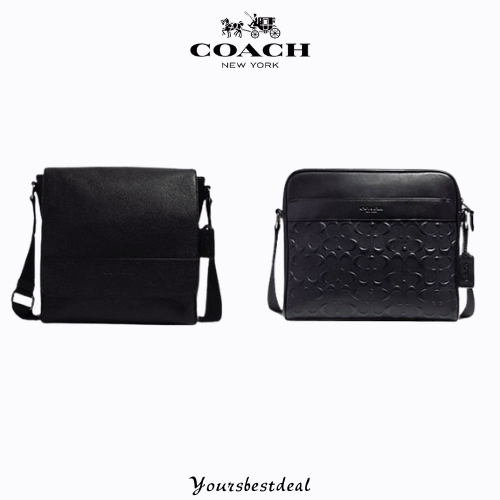 (NEW 2023) Coach tas Messenger Pria tas BahuHuston Map Bag In Signature Leather 4007 73340 73339 28455