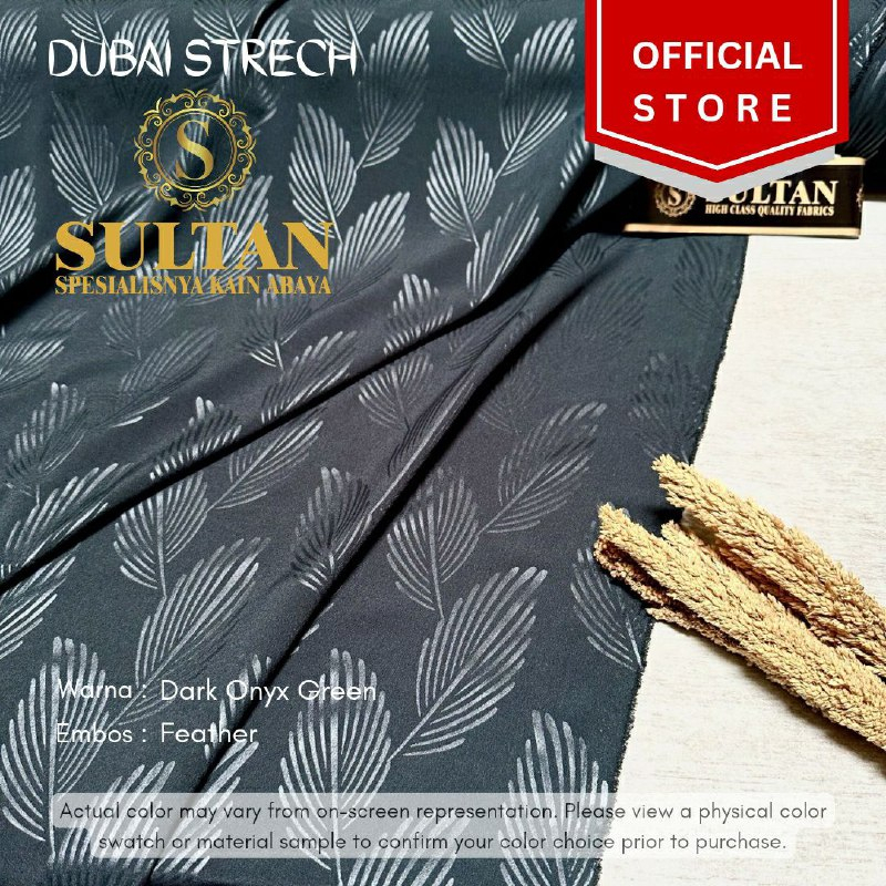 EMBOS FEATHER DUBAI STRECH DARK ONYX GREEN KAIN ABAYA SULTAN