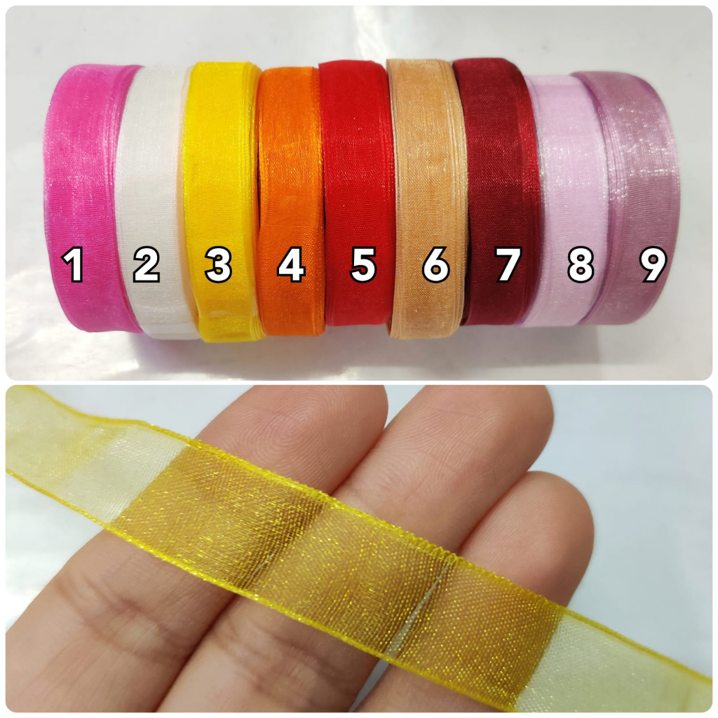 Pita Organdi 1/2 inch POLOS / Organza 1,25 cm ±20 yard