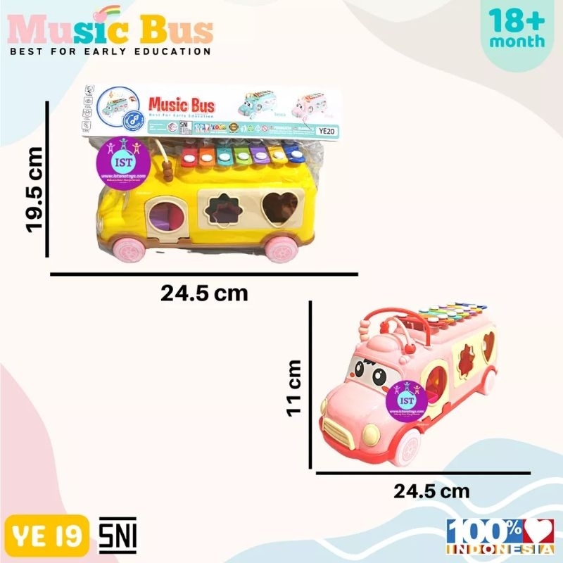 Mainan Edukasi Xylophone Music Bus /Mainan Xylophone Puzzle Happy Bus /Bus Musik Kulintang /Mainan Edukasi Keluarga