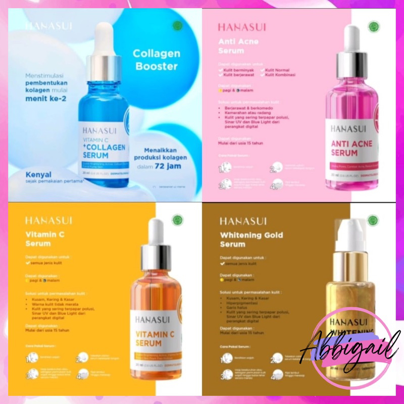 𝘈𝘉𝘎✰  Hanasui Serum / Whitening Gold Vit C Collagen Anti Acne Propolis Men Bright Active / Serum Wajah / Serum Muka / Serum Hanasui / Serum Jerawat / Perawatan Wajah / Serum Garnier 15 ML 2015