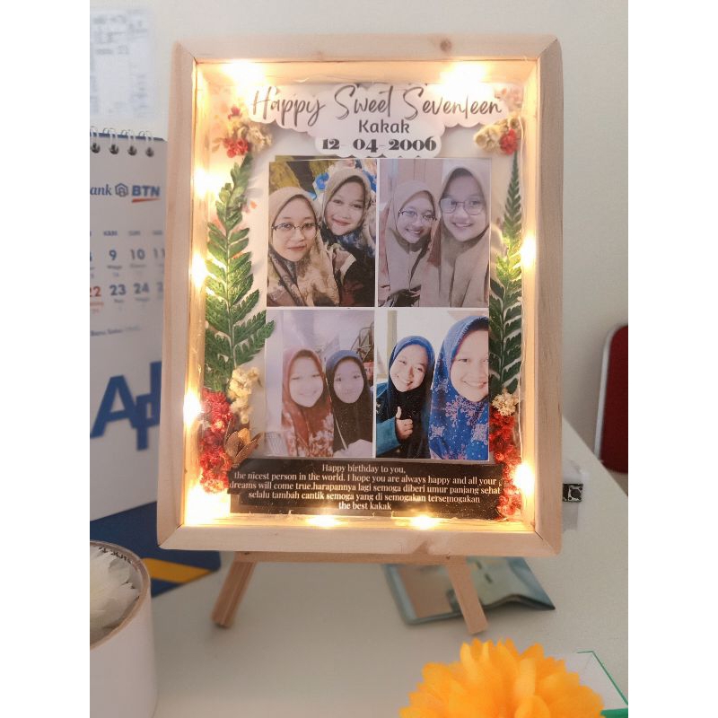 FRAME FLOWER KADO ULTAH KADO GRADUATION KADO WEDDING KADO ANNIVERSARY FRAME 3D LED KADO MURAH AWET