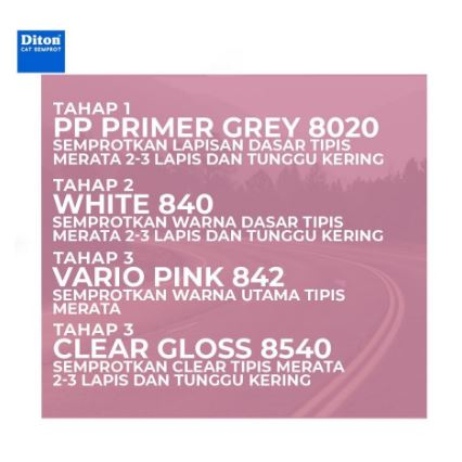 Pilox Diton Vario Pink 842 300ML Warna Merah Muda Honda Ping Metalik Metallic Sepeda Motor Mobil