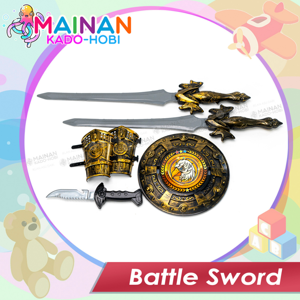 HADIAH ULANG TAHUN MAINAN ANAK LAKI MINIATUR PEDANG BATTLE DYNASTY WARRIOR SWORD SHILED