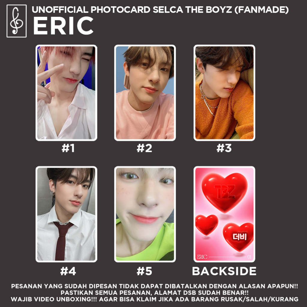 [SELCA TBZ] ERIC THE BOYZ BOYFRIEND MATERIAL PHOTOCARD  UNOFFICIAL