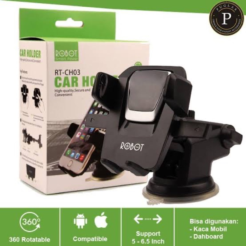 ROBOT C03 SMART CAR HOLDER 360 ROTATION HIGH QUALITY SMARTPHONE HOLDER MOBIL FOLDABLE DESIGN