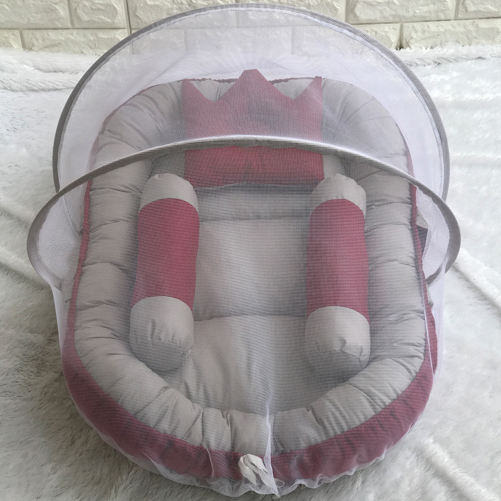 KASUR BAYI BABY NEST POLOS DUA KOMBINASI WARNA MAROON ABU