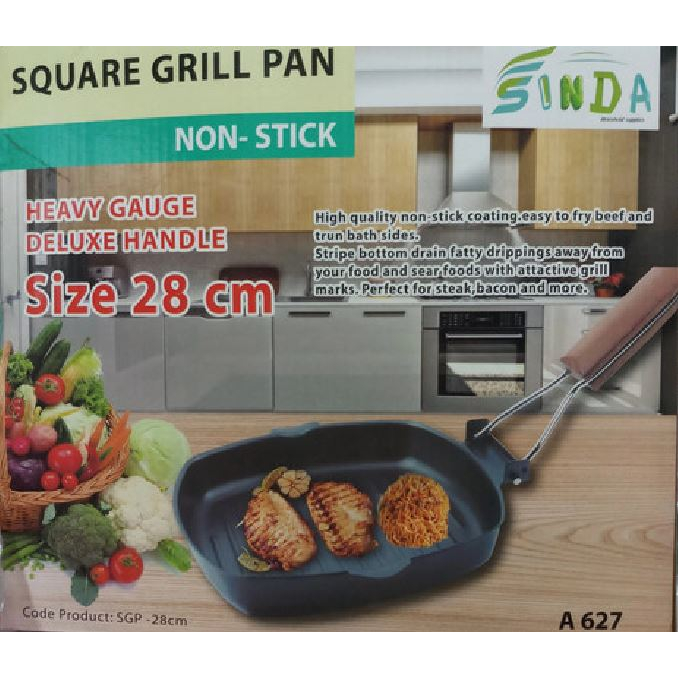 Grill Pan Panggangan Kecil Gagang Lipat 28cm Anti Lengket