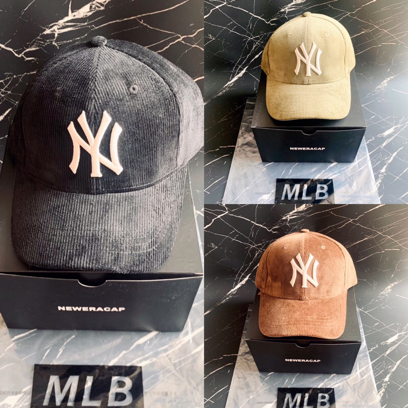 TOPI BASEBALL MLB CAP NEW YORK CORDUROY BLACK// CREAM// BROWN