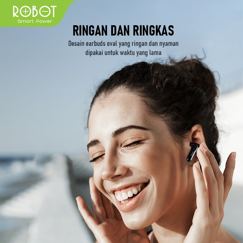 TWS Wireless Earphone Airbuds Garansi 1 Tahun - Robot T40NC