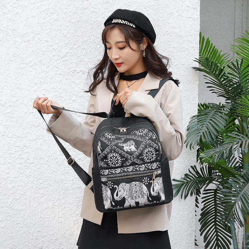 TAS RANSEL WANITA TA795B5 HITAM NORAILA MOTIF GAJAH ANTI AIR BACKPACK PREMIUM KEKINIAN KULIAH KERJA SEKOLAH DEWASA REMAJA SIMPLE TERBARU FASHION KOREA BATAM BRANDED MURAH