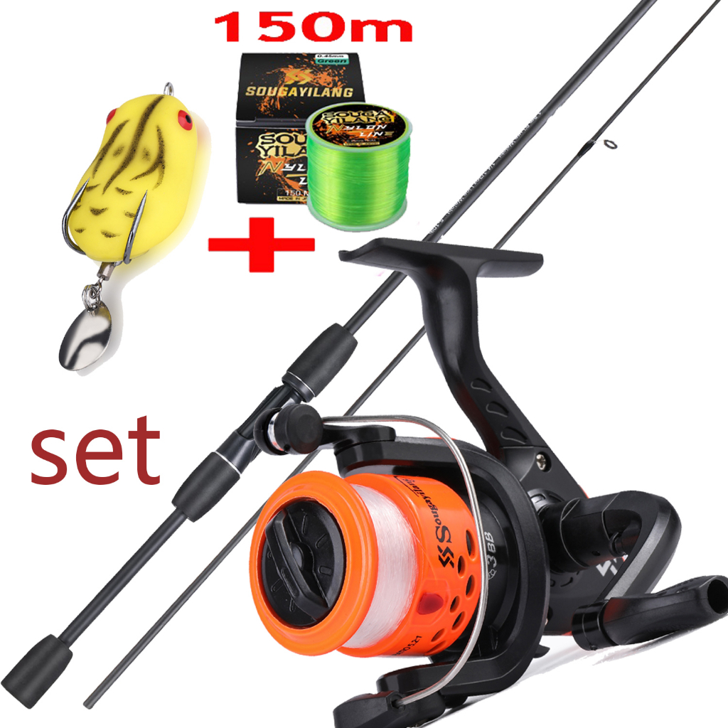 Joran Pancing Set Sougayilang 2 Sections 1.8m Fishing Rod Fishing Reel Fishing Line Fishing Lure Full Set