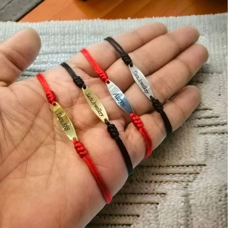 gelang Tali titanium grafir nama coustom