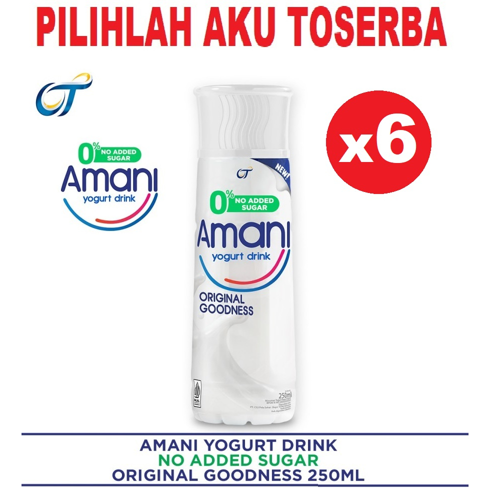 AMANI Yogurt Drink NO ADDED SUGAR ORIGINAL 250 ml - ( HARGA 6 BOTOL )