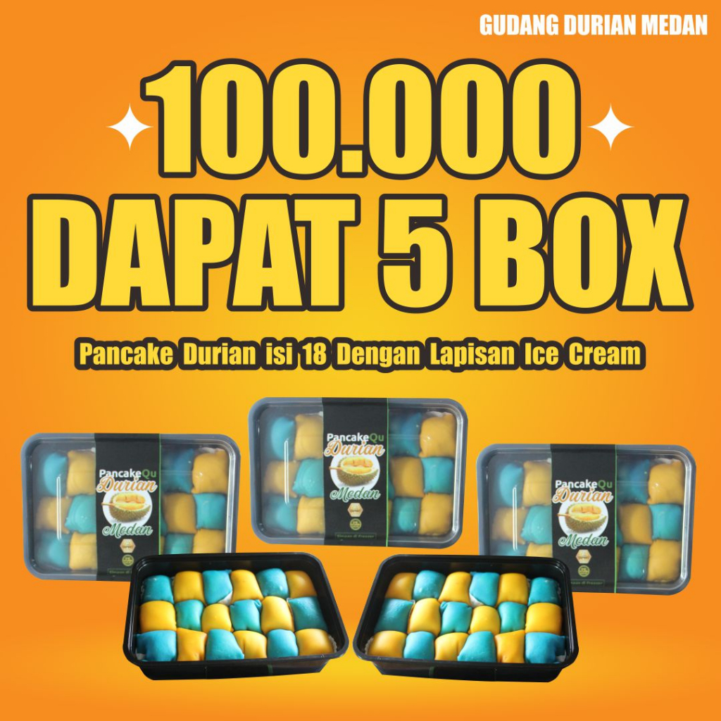 

Pancake Durian Medan isi 18 Dengan Lapisan Ice Cream (Dapat 5 Box)