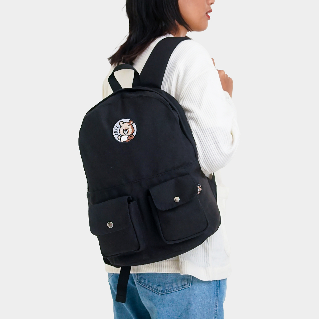 CRSL Choco Saccu |  Black Backpack | Ransel Sedang | Tas Laptop | Tas Kuliah Sekolah | Bagpack | Tas