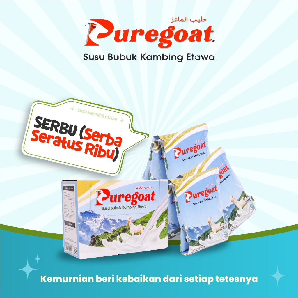 

Puregoat - Susu Bubuk Kambing Etawa - Paket Hemat 1 Box + 5 Sachet