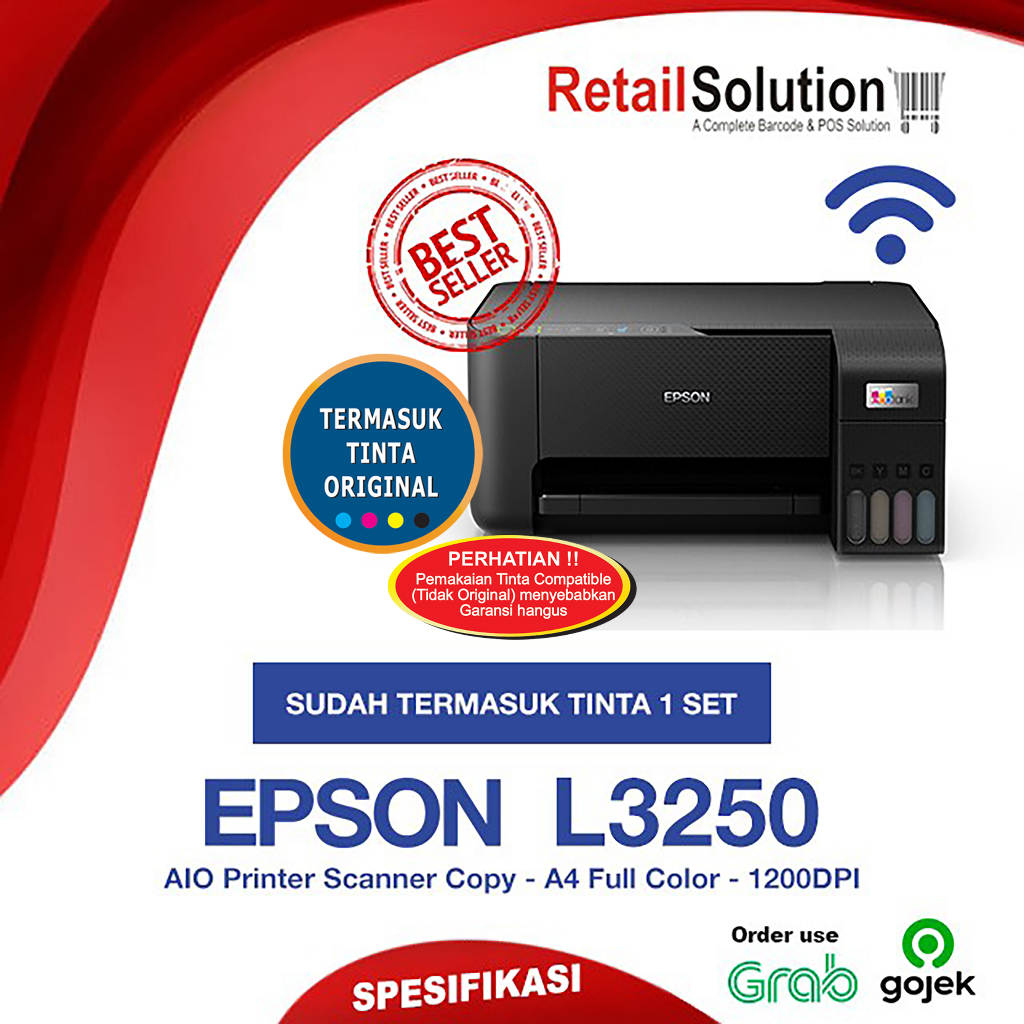 Printer AIO PSC Scan Fotocopy A4 WiFi - Epson L3250 Infus Tanki Warna