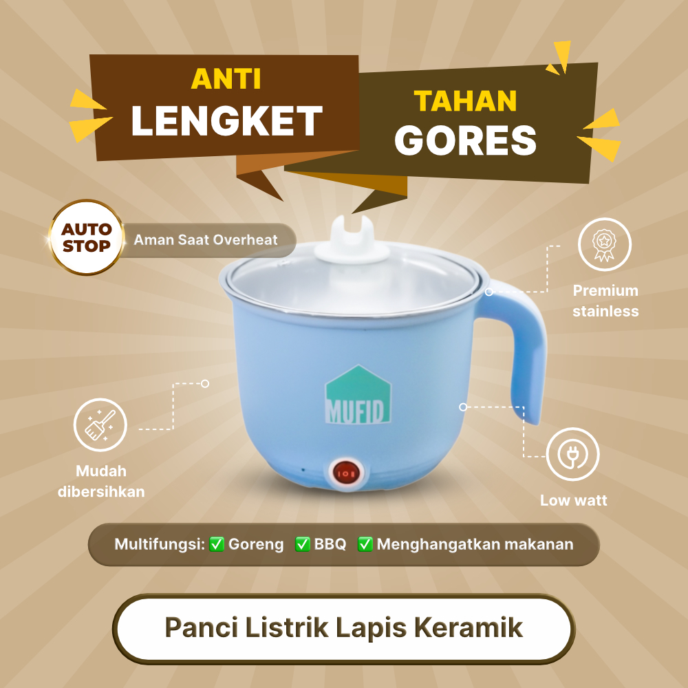 Panci Listrik Cup Mangkok Multifungsi Electric Frypan Cooking 200 - 450 Watt - Mufid