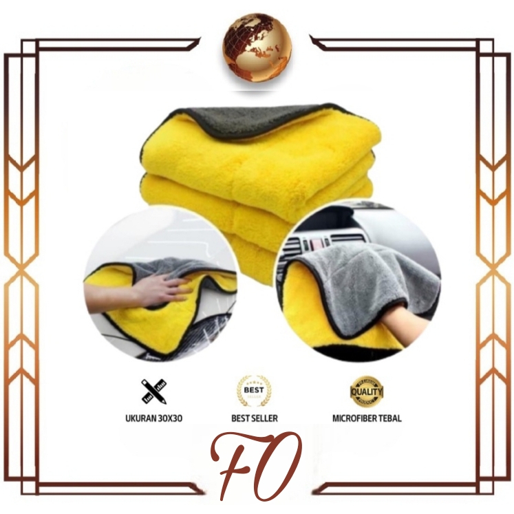(FO) kain Lap Microfiber Tebal Lembut 2 Warna Anti Lecet Serbaguna 30x30 Premium