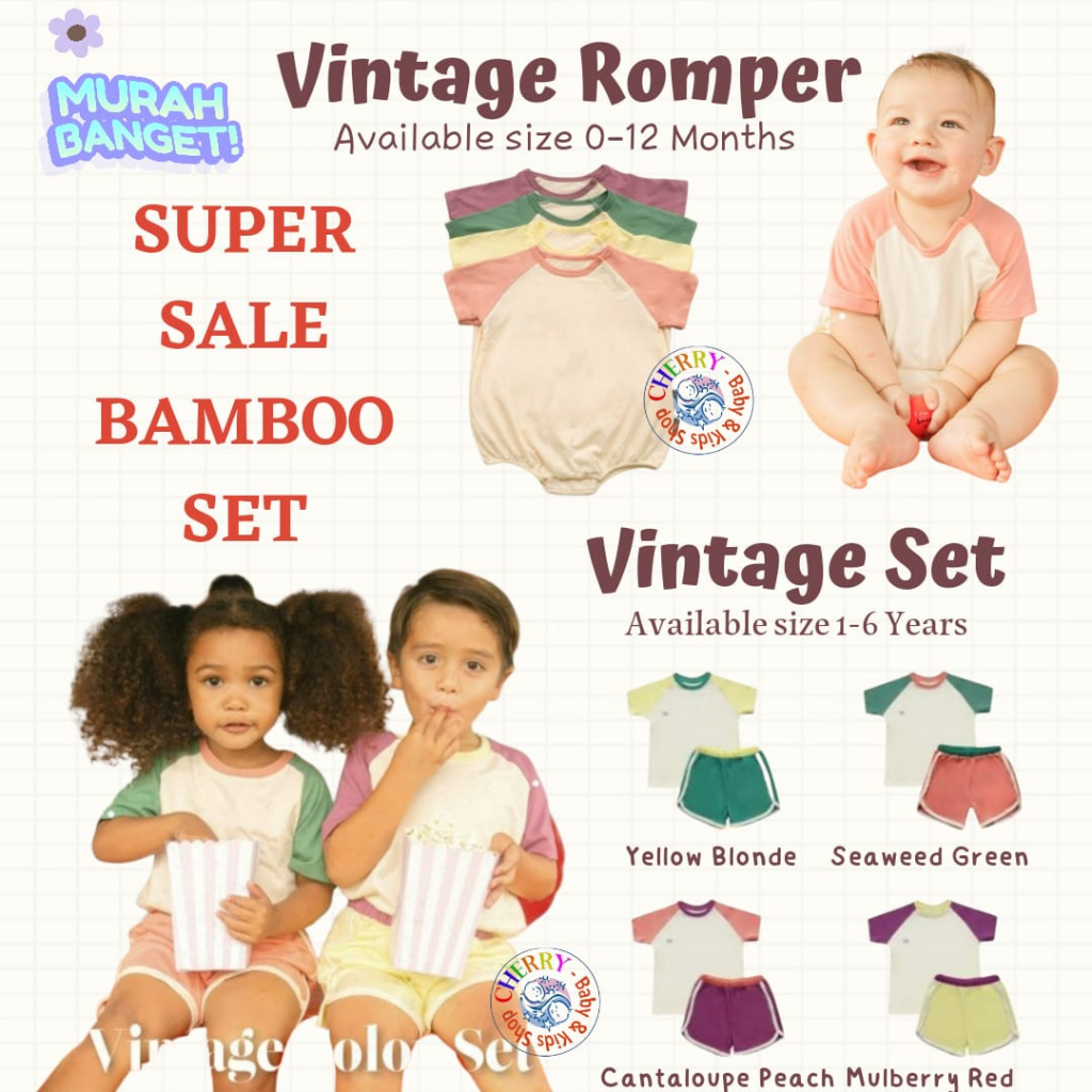 Little Palmerhaus Vintage Color Set 1-6 Tahun Setelan / Romper Vintage 0-1 Tahun CBKS