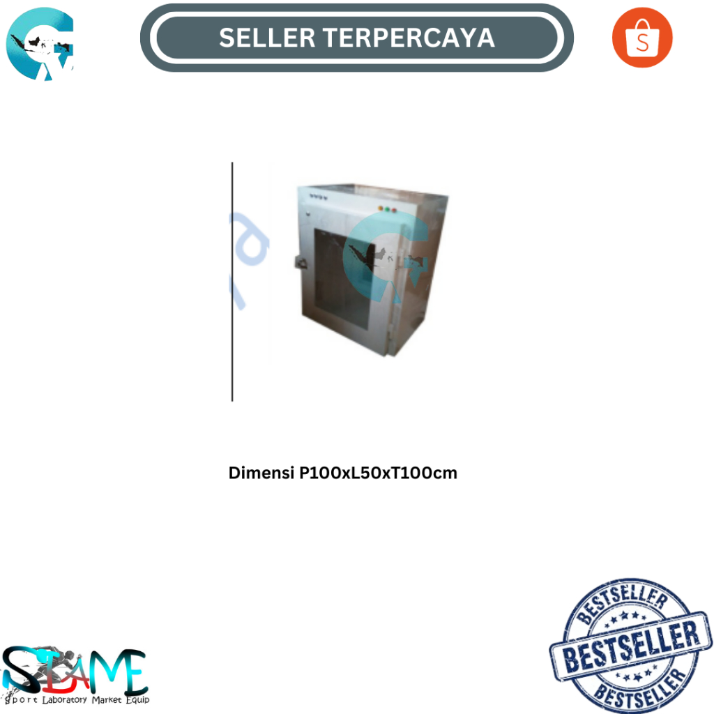 Pass Box Steel Epoxy Interlock Door + Lampu UV Dimensi P100xL50xT100cm