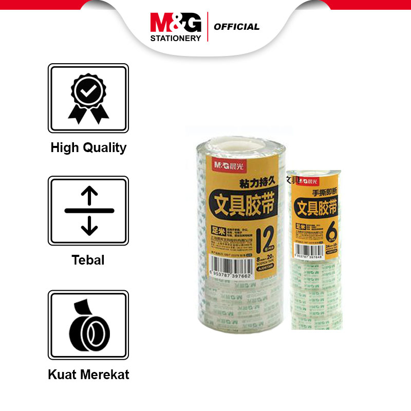 

M&G Stationery Tape 38u / Lakban Isolasi Bening / Perekat Tebal Kuat dan Nempel