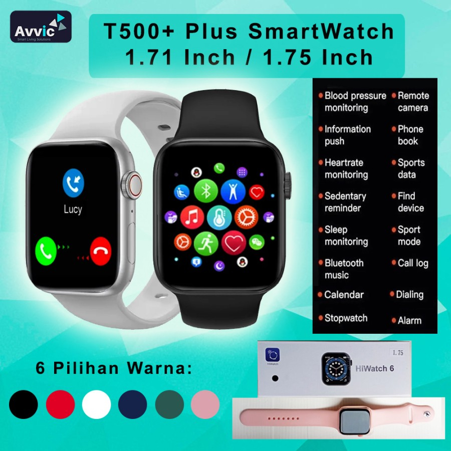 Jam Tangan T500+ Plus Smartwatch Bluetooth Hiwatch 6 Full Layar Sentuh Touch Screen 1.71 1.92 inch Smart  Watch