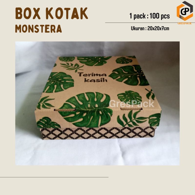 Box Nasi Tebal 20 Monstera/Dus Nasi 20 Motif Daun