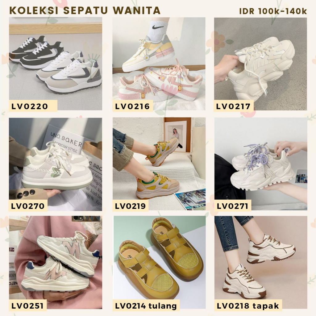 GROSIRTAS &quot;FREE BOX&quot; LV0251 Sepatu Kets Wanita Sepatu Olahraga Outdoor Fashion Wanita Sepatu Sneakers