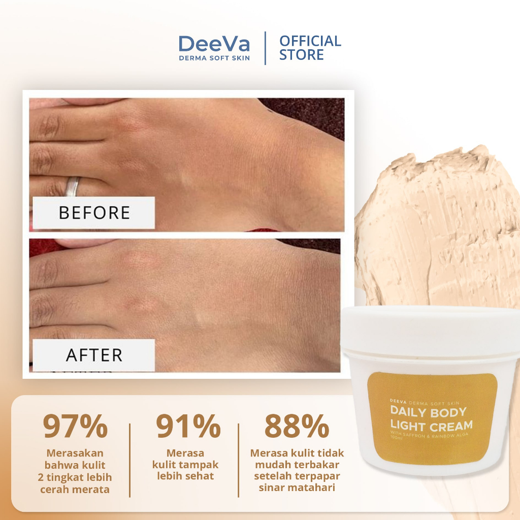 DeeVa Derma Soft Skin - Daily Light Body Cream (krim tubuh mencerahkan dan memutihkan seketika)