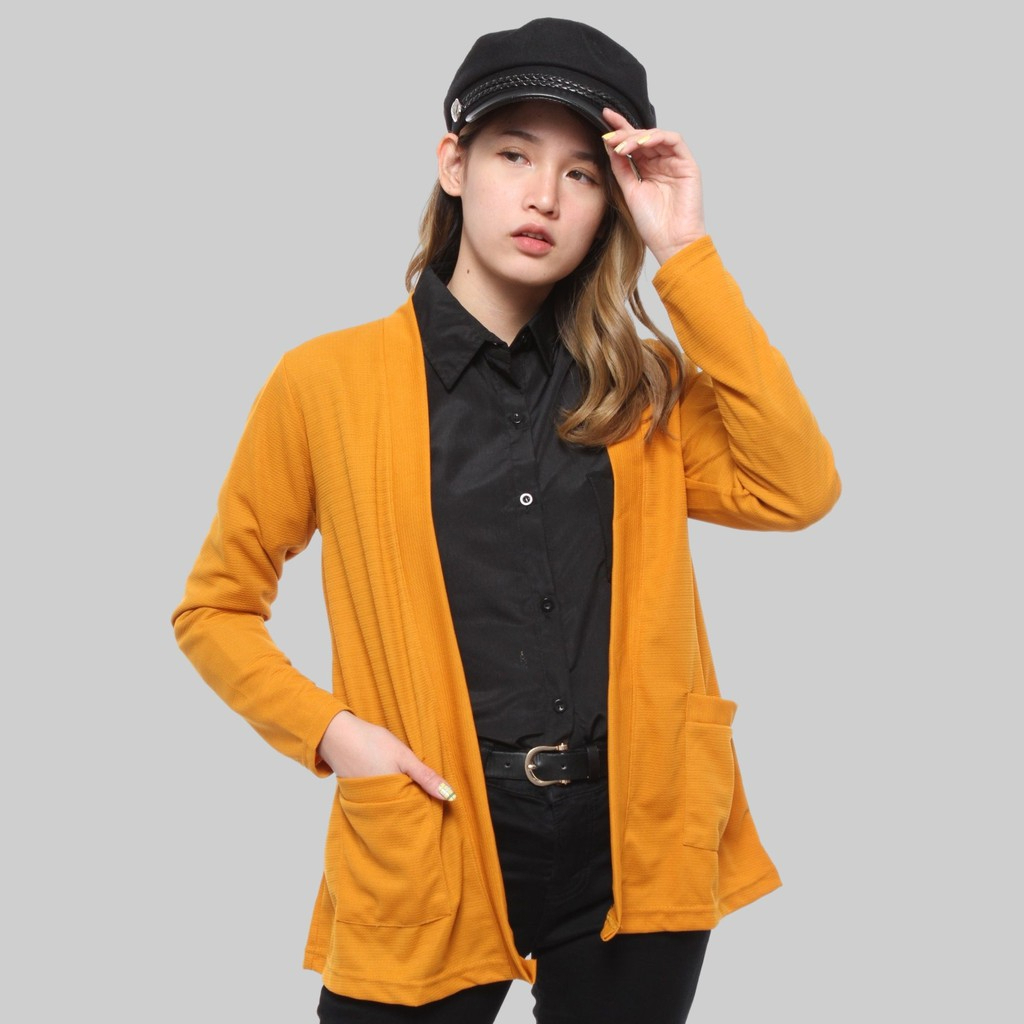 Cardigan Oversize Wanita Bahan Waffle Co02Pa