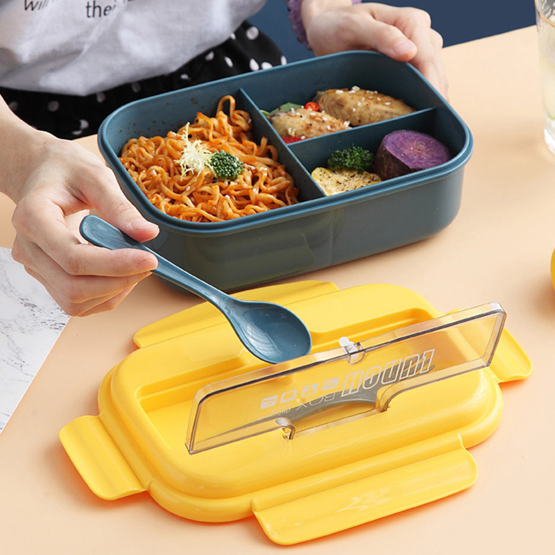 [1KG 4PCS] Babyland Kotak Makan Lunchbox Anti Tumpah 3 Sekat Anti tumpah Free Sendok Garpu