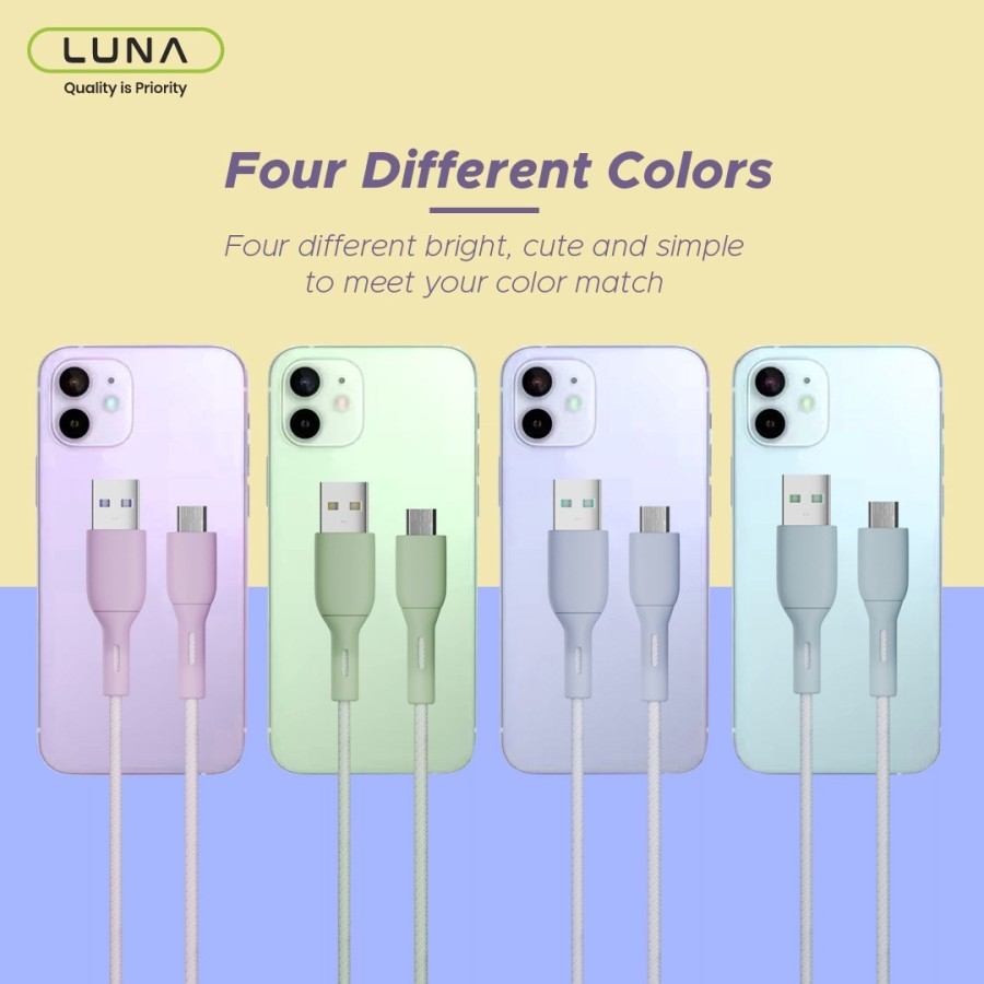 LUNA Kabel Data Colorful Micro USB / Type C / Lightning Quick Charging