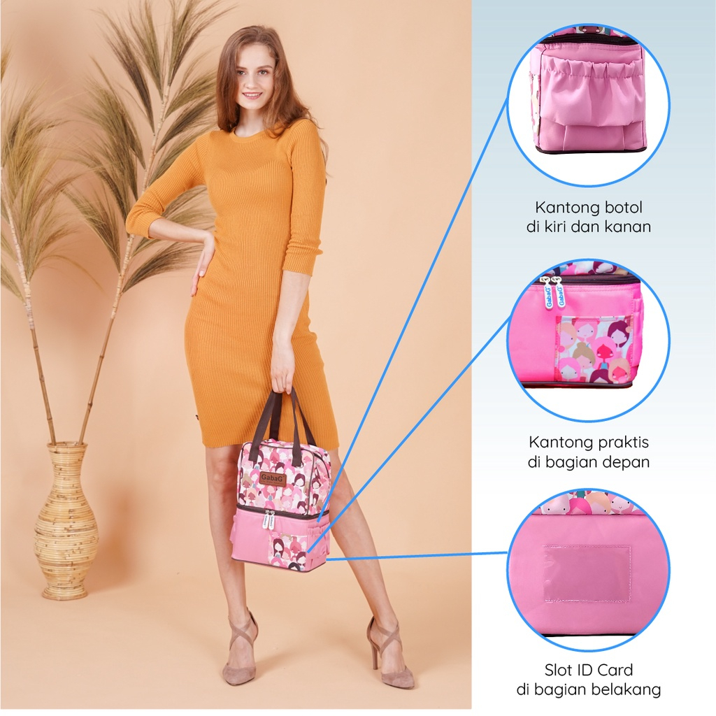 Gabag - Cooler Bag Tote Pop Series - Thermal Bag Ceri / Nuri / Gendis / Lavender - Tas Pendingin Botol Susu Penyimpanan ASI