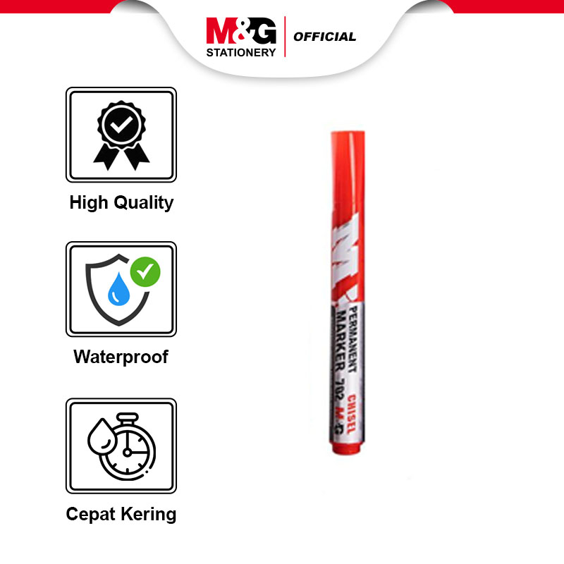 

M&G Single Tip Permanent Marker Merah Waterproof / Marker Cepat Kering dan Tahan Air isi 8/10pcs
