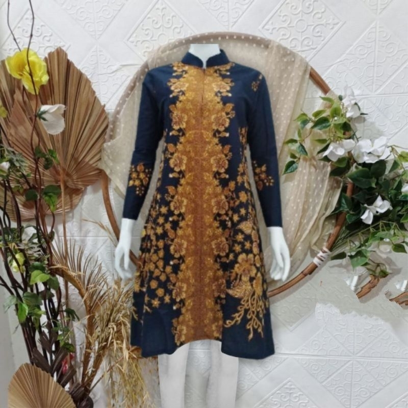 Tunik batik //atasan batik wanita jumbo ld 120 cm//tunik batik busui modern