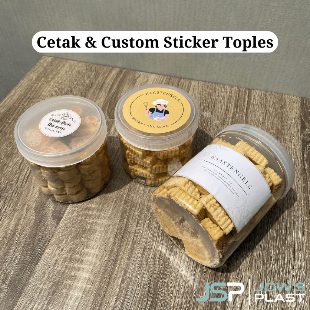 Stiker Toples Plastik Silinder Bening 400 ml dan 600 ml | Stiker Label Cetak Print | Sticker Toples Logo Custom