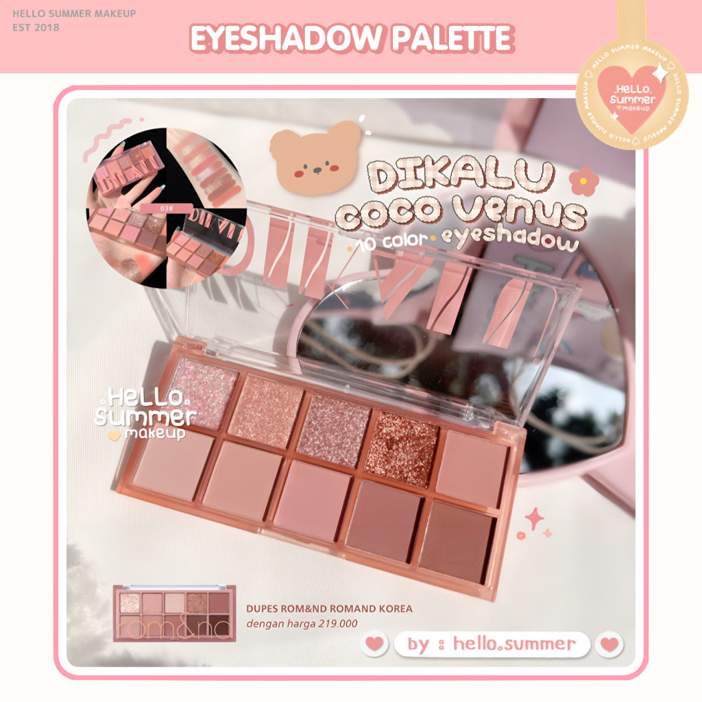 EYESHADOW [FREE BRUSH] DIKALU Coco Venus 10 Color Eye Makeup Palette Pigmented DUPES ROMAND ROMAND Korea